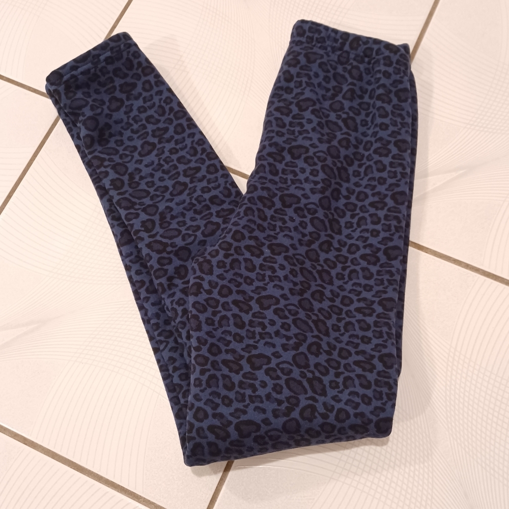 4/$60 Blue Animal Print Fleece Lined Warm Leggings - Size XS/S